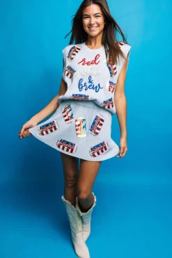 Light Blue 'Red, White & Brew' Sweater Vest