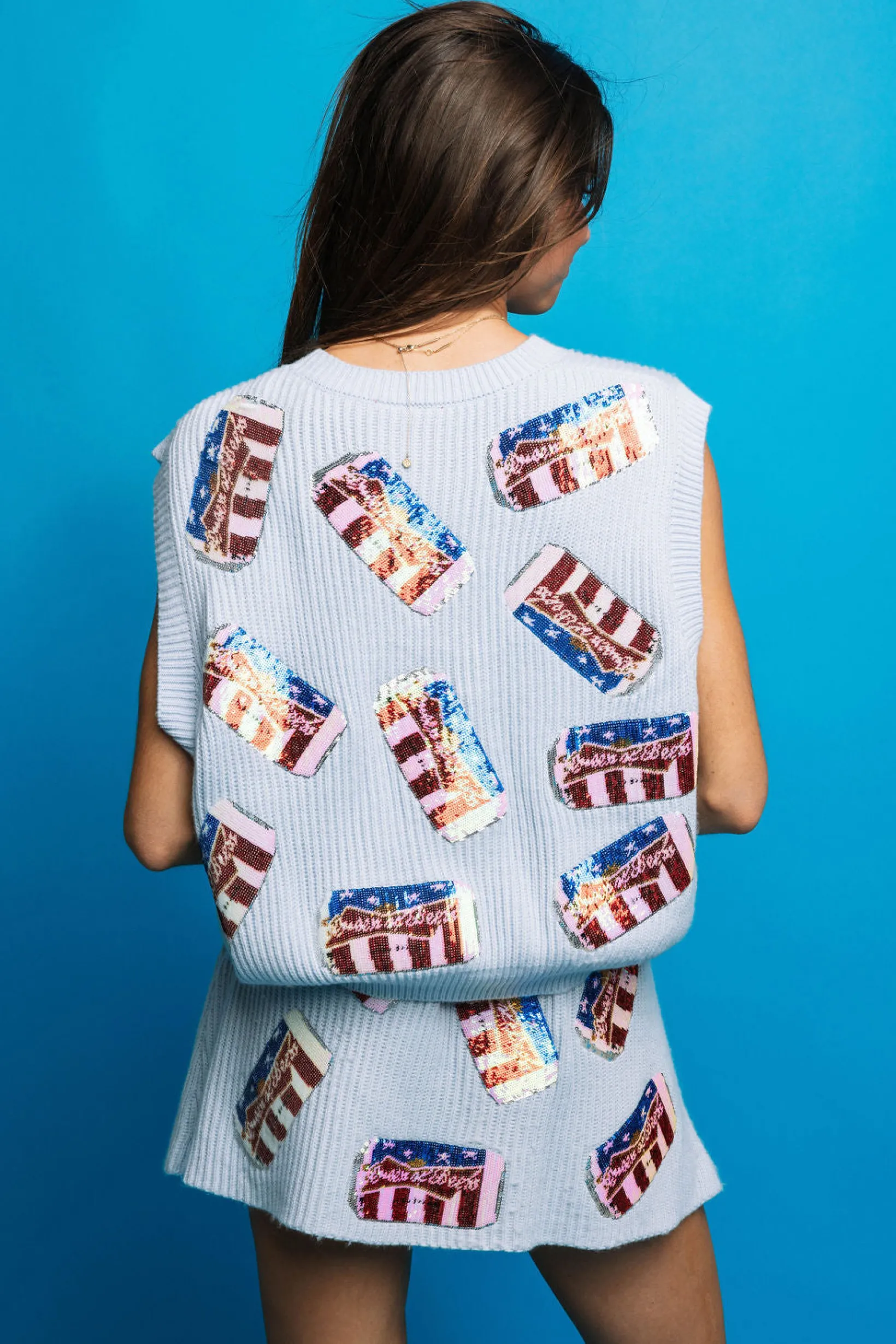 Light Blue 'Red, White & Brew' Sweater Vest