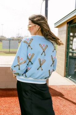 Light Blue Scattered Baseball Bat Sweatshirt