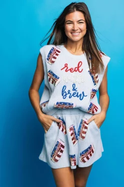 Light Blue Scattered Beer Sweater Skirt