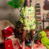 Light Green Falala With Garland Shorts