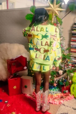 Light Green Falala With Garland Shorts