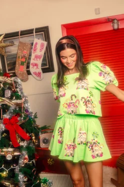 Light Green Gingerbread Houses Skort