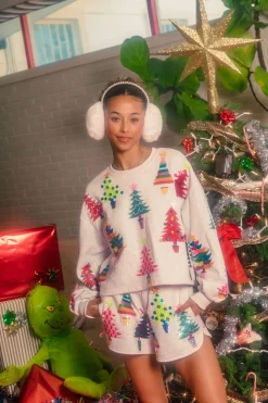 Light Grey Colorblock Trees Sweatshirt