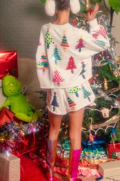 Light Grey Colorblock Trees Sweatshirt