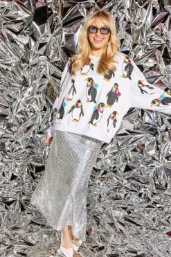 Light Grey Penguin with Scarf Sweatshirt