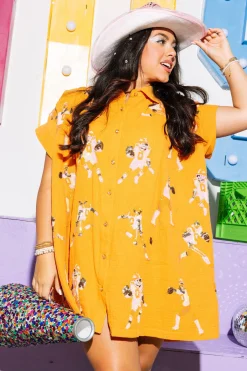 Light Orange & White Football Player Gauze Dress