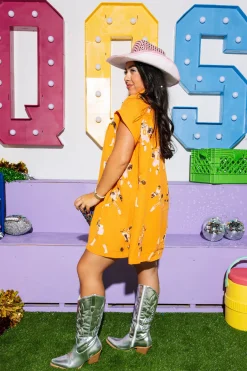 Light Orange & White Football Player Gauze Dress