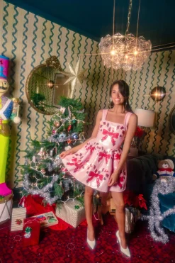 Light Pink Candy Cane Crossing Cocktail Dress