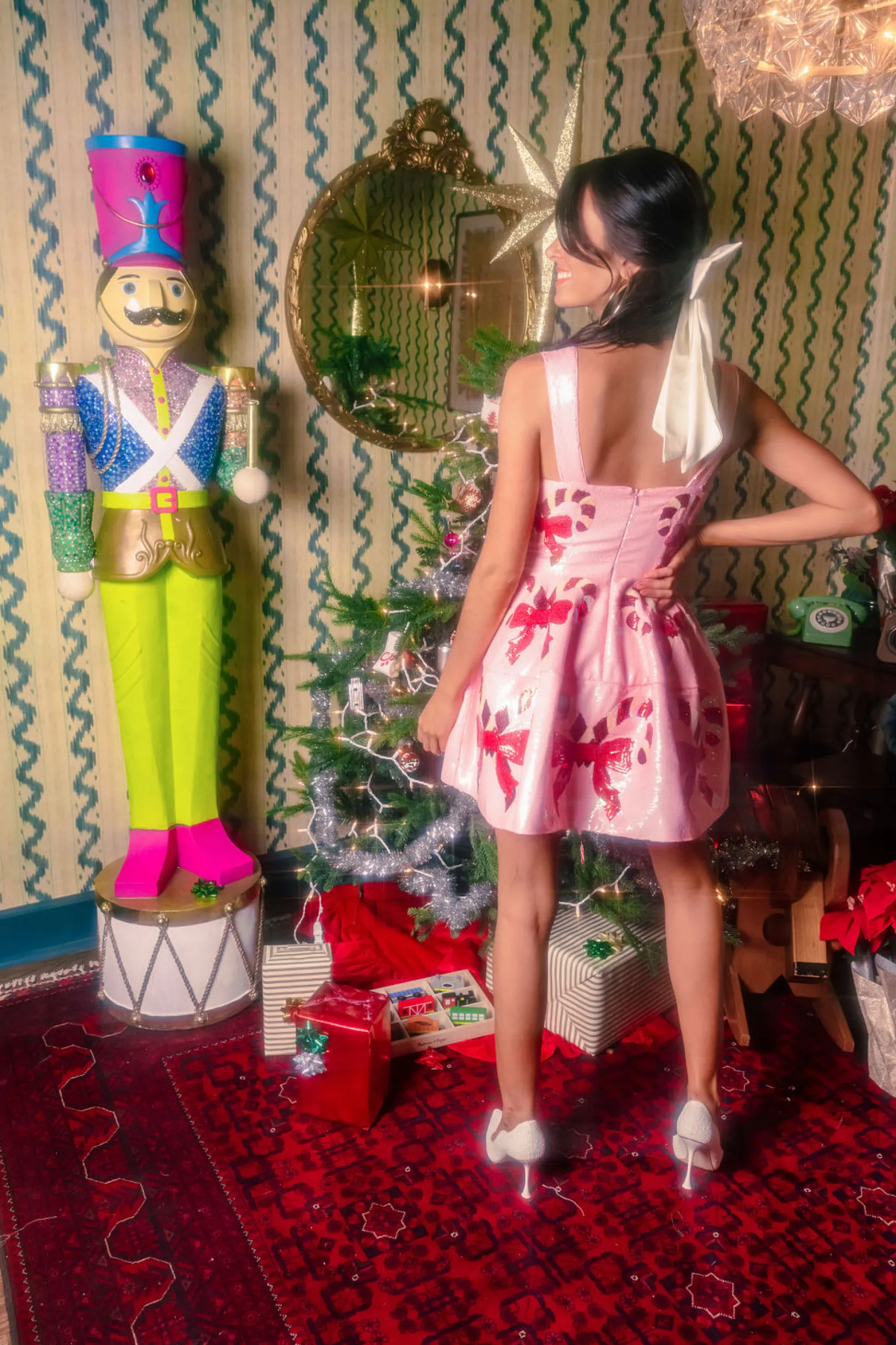 Light Pink Candy Cane Crossing Cocktail Dress