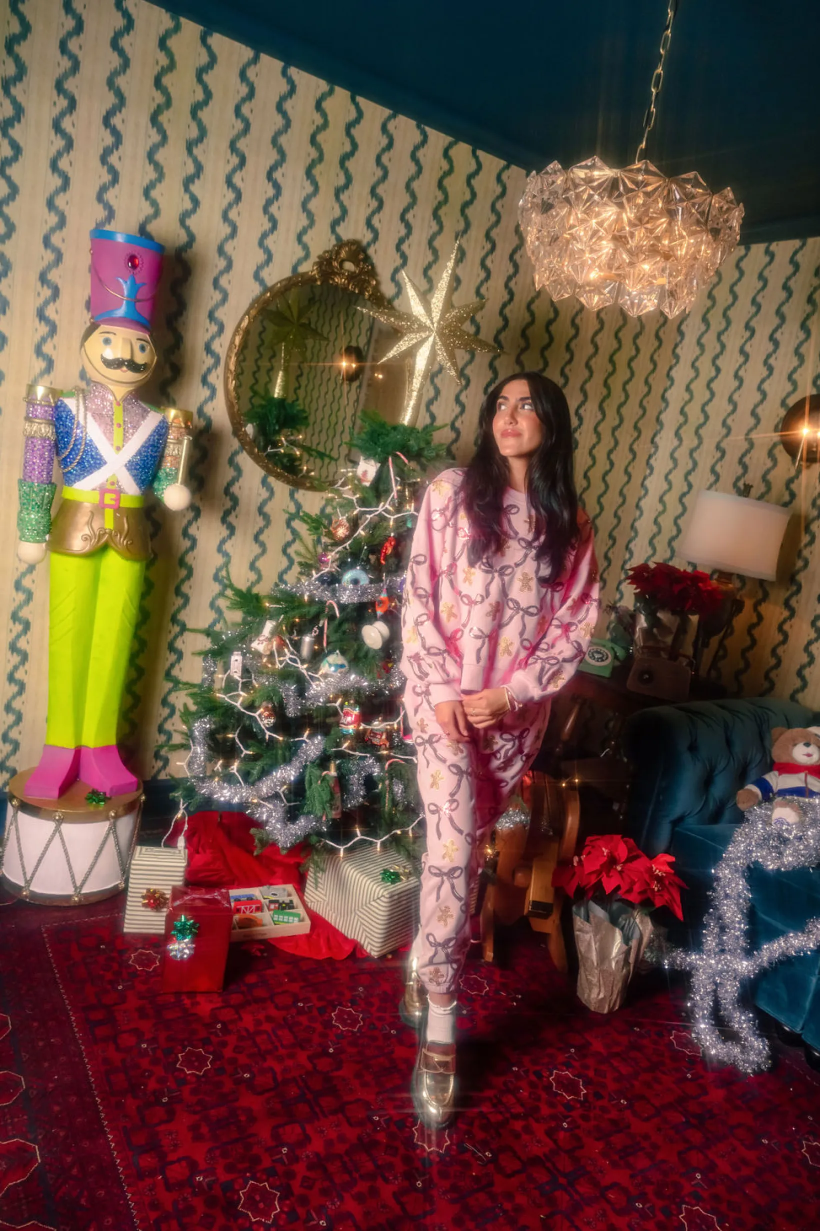 Light Pink Gingerbread Men & Bows Joggers