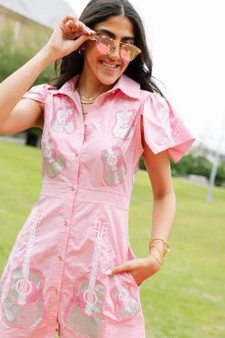 Light Pink Guitar Collared Dress