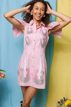 Light Pink Guitar Collared Dress
