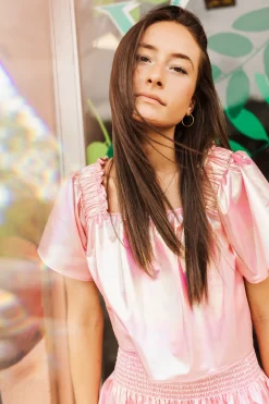 Light Pink Iridescent Flutter Top