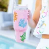 Light Pink Multi Coral Rhinestone Tumbler