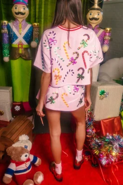 Light Pink Rainbow Candy Canes Skort