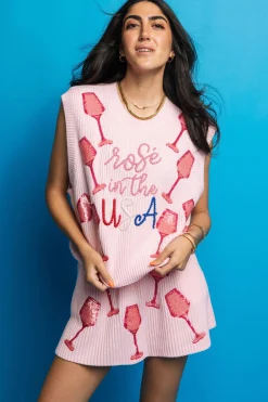 Light Pink Rose In The USA Sweater Vest