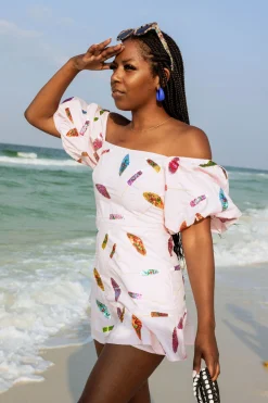 Light Pink Umbrella Poof Sleeve Dress