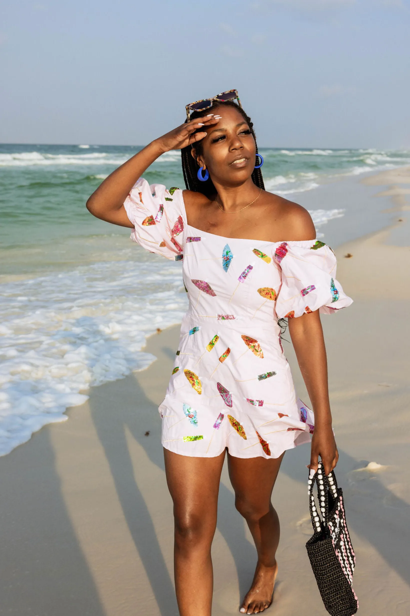 Light Pink Umbrella Poof Sleeve Dress