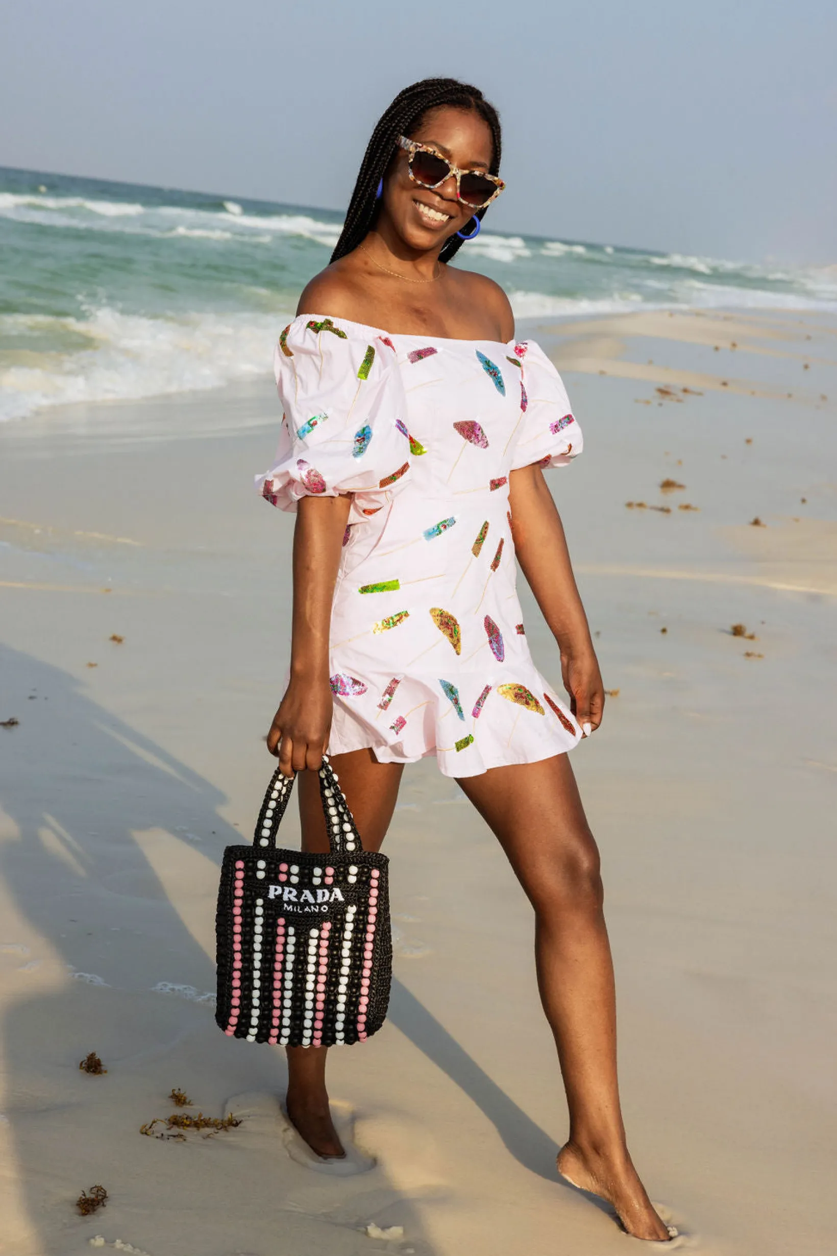 Light Pink Umbrella Poof Sleeve Dress