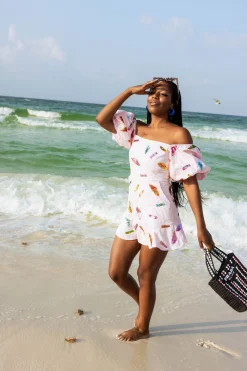 Light Pink Umbrella Poof Sleeve Dress