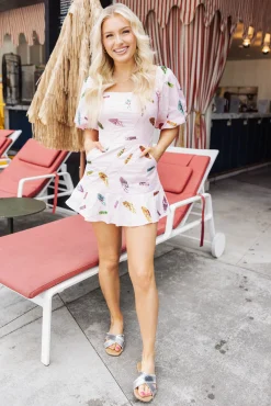 Light Pink Umbrella Poof Sleeve Dress