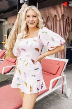 Light Pink Umbrella Poof Sleeve Dress