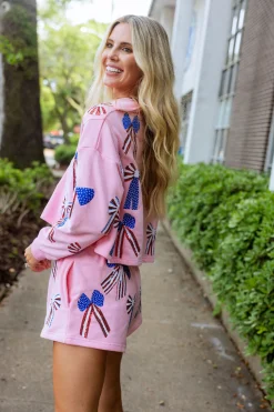 Light Pink USA Bow Collar Sweatshirt