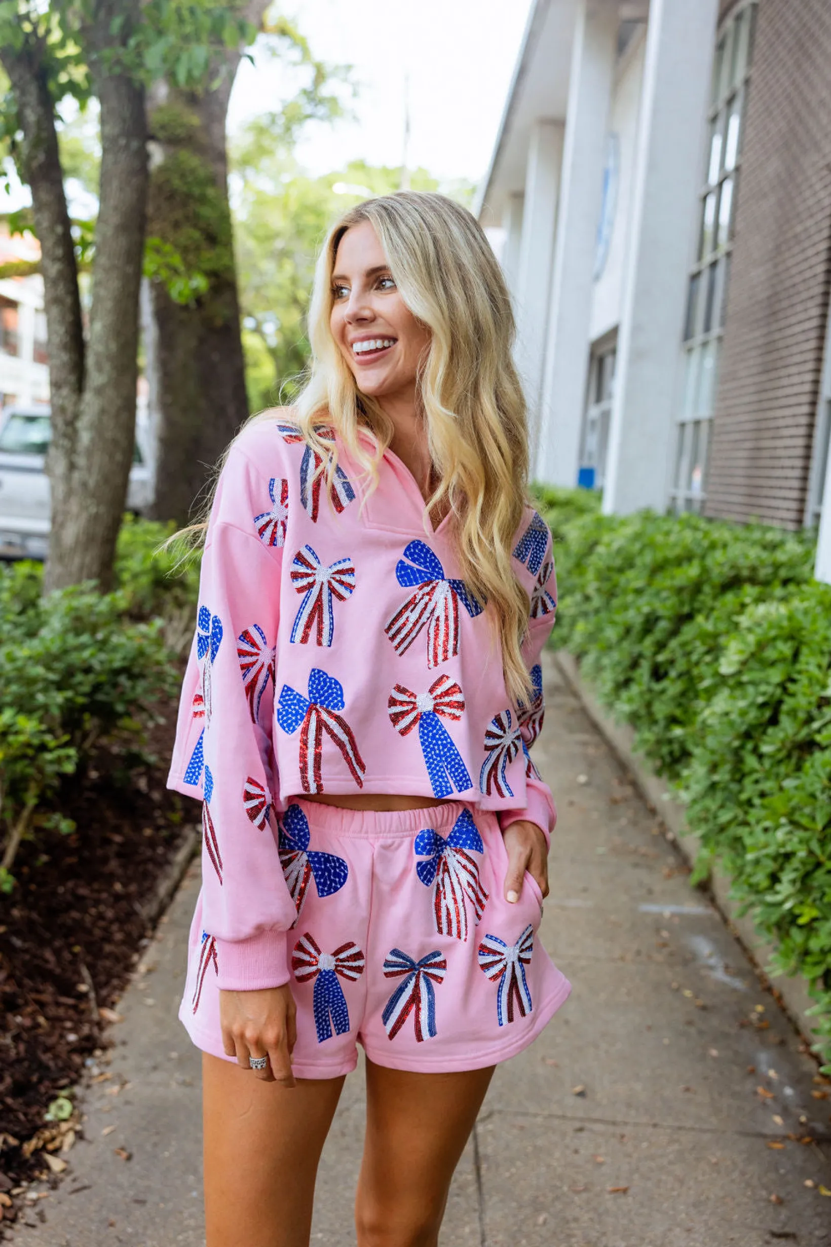 Light Pink USA Bow Short