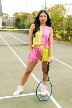 Lime & Bubblegum Active Rhinestone Tank
