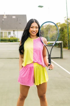 Lime & Bubblegum Active Rhinestone Tank