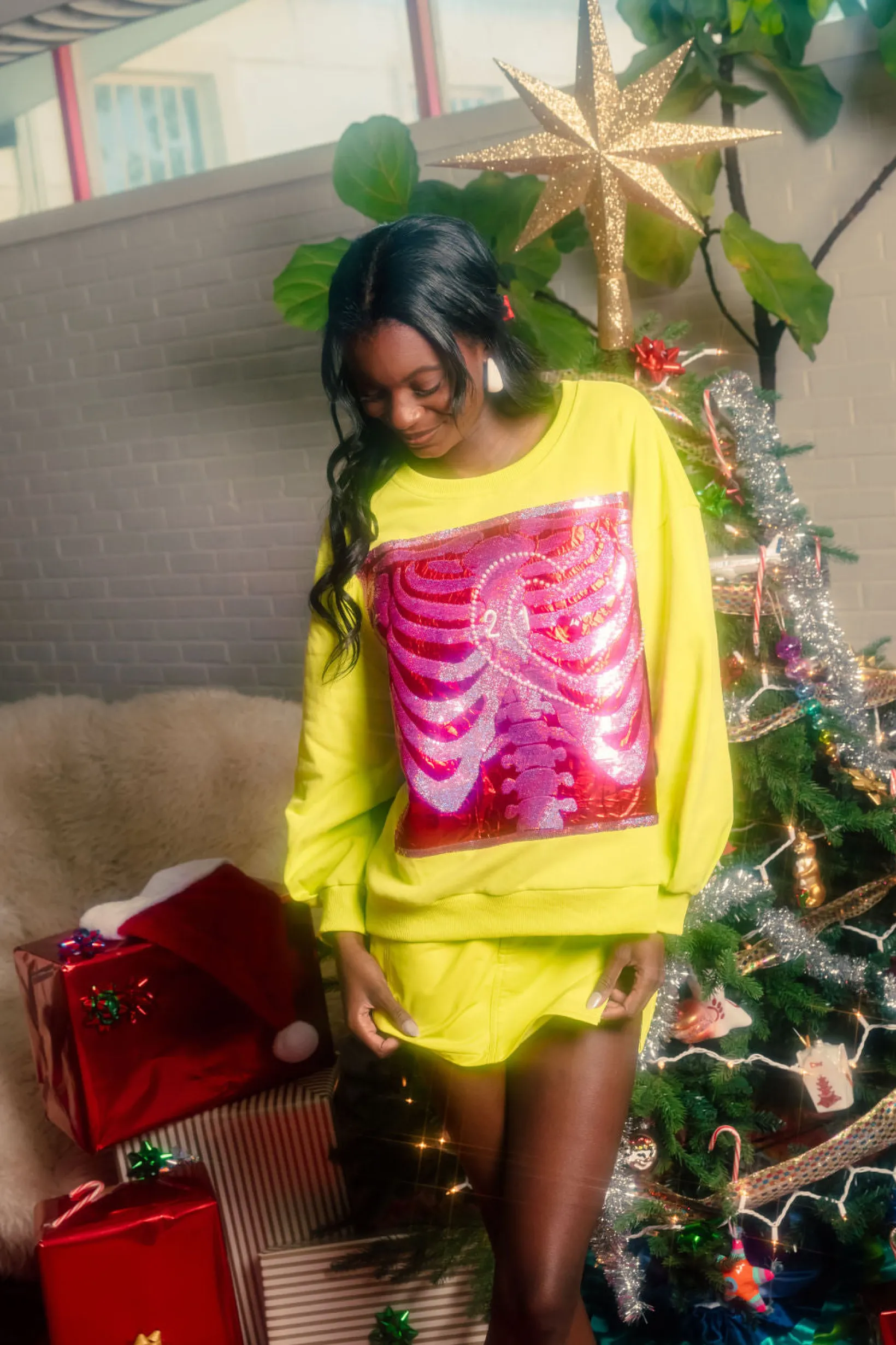 Lime Green Grinch Heart X-Ray Sweatshirt