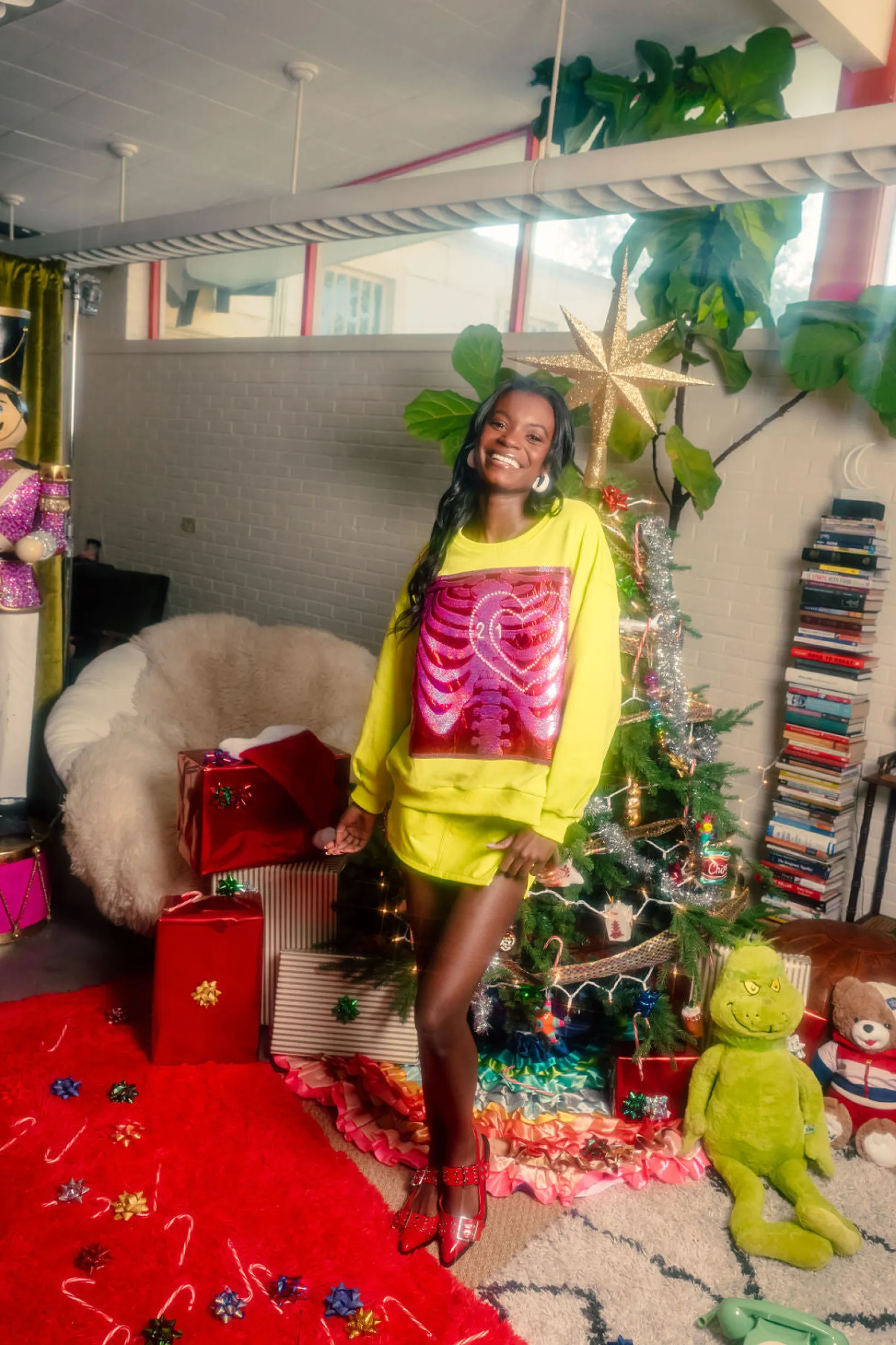 Lime Green Grinch Heart X-Ray Sweatshirt