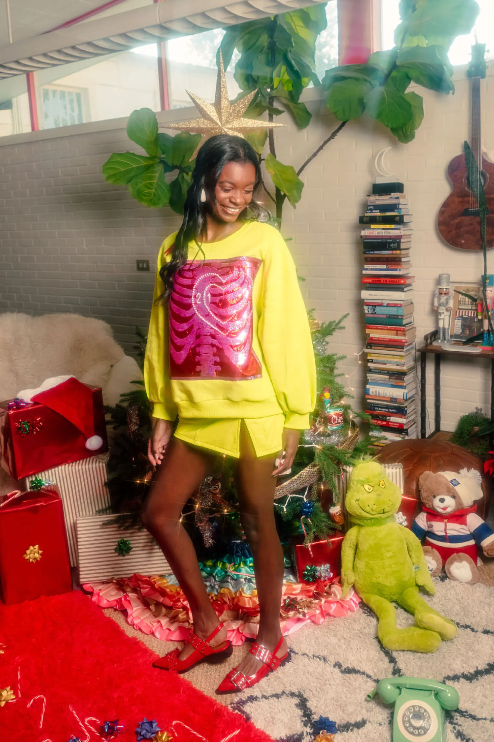 Lime Green Grinch Heart X-Ray Sweatshirt