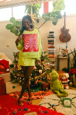 Lime Green Grinch Heart X-Ray Sweatshirt