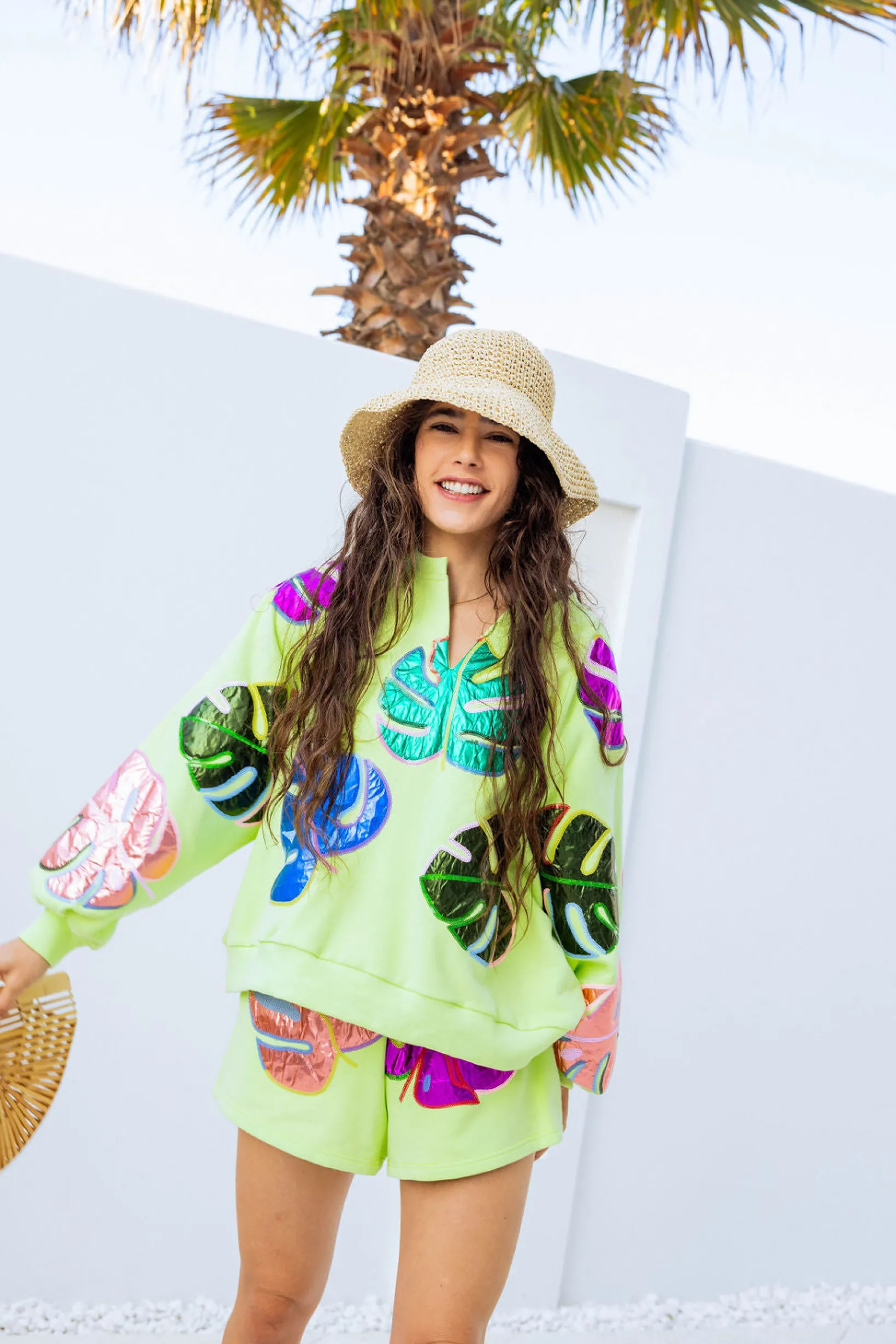 Lime Green Monstera Sweatshirt