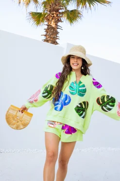Lime Green Monstera Sweatshirt
