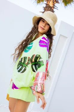 Lime Green Monstera Sweatshirt