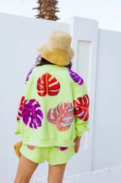 Lime Green Monstera Sweatshirt