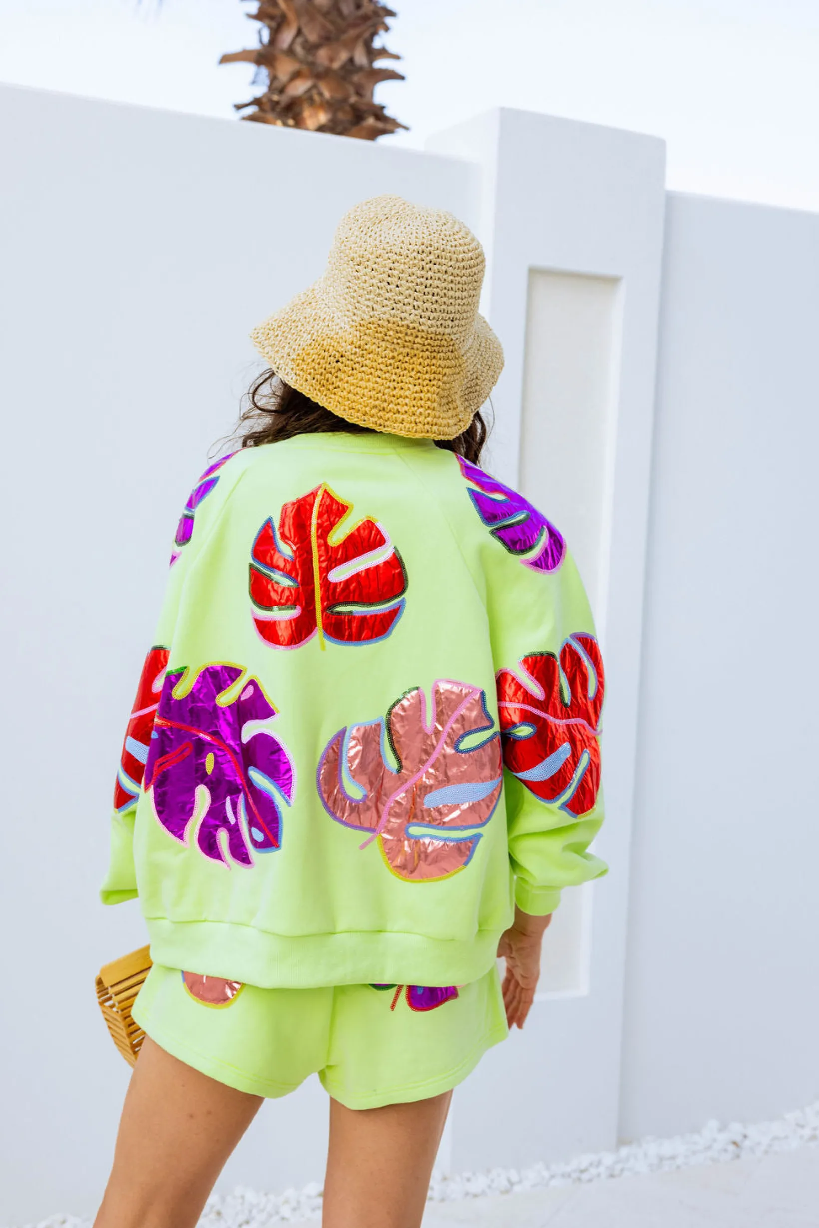 Lime Green Monstera Sweatshirt