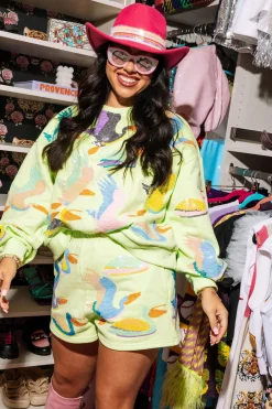 Lime Green Multi Bird Shorts