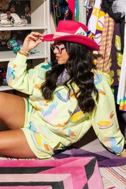 Lime Green Multi Bird Sweatshirt