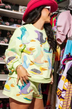 Lime Green Multi Bird Sweatshirt