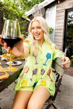 Lime Green Wine Romper