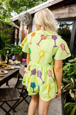 Lime Green Wine Romper