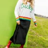 Lucky Glitter Script Sweater