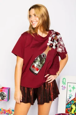 Maroon & Silver Popping Champagne Tee