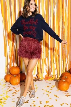 Maroon Feather Skirt