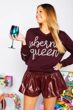 Maroon Leather Swing Shorts