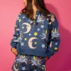 Midnight Blue Stars & Moon Henley Sweatshirt